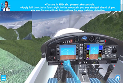 Cockpit-based flight training simulator with adaptive instruction